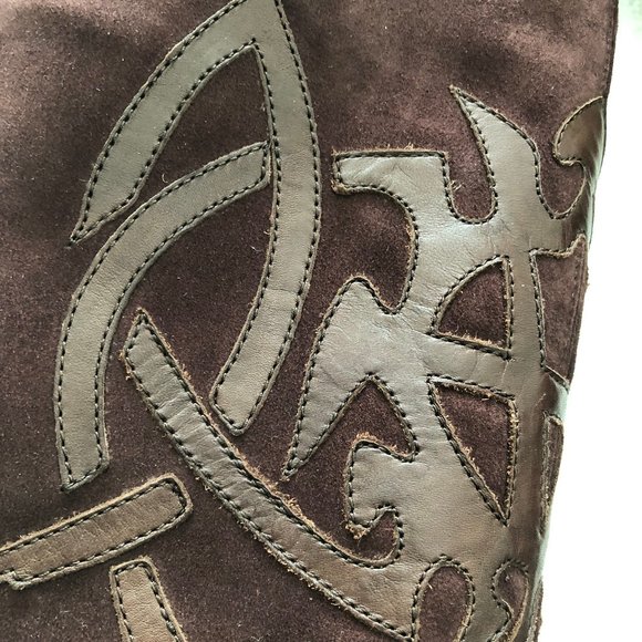 Nine West WILLETTA Suede Leather Boot Applique Pointy Toe Med Brown Zip 8.5 NEW - Picture 12 of 15